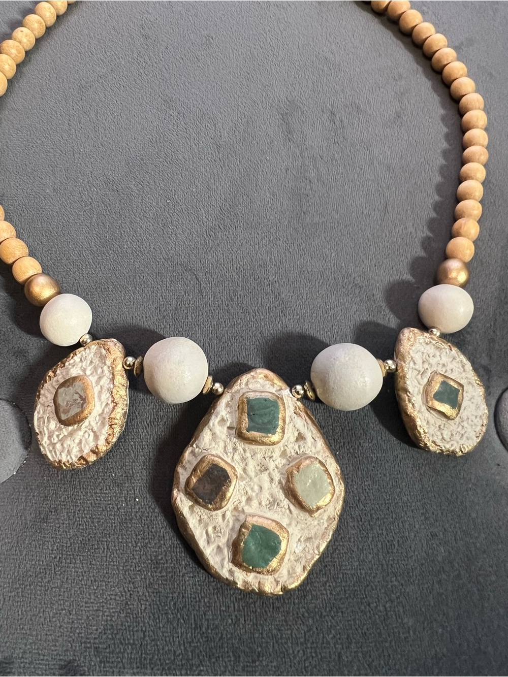 Stone Accent Green & White Beaded Necklace - Women Jewelry